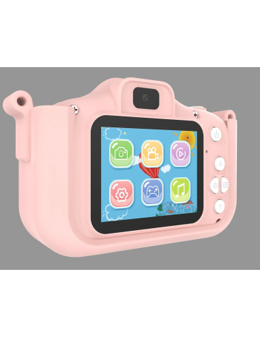 Kids Photo Camera Digital Bubble Micro SD 2 "IPS HD Screen Pink + Cover Unicorn